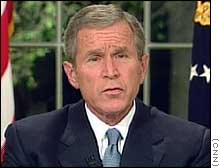 President George W. Bush responded to the terrorist attacks with words of comfort and resolve.